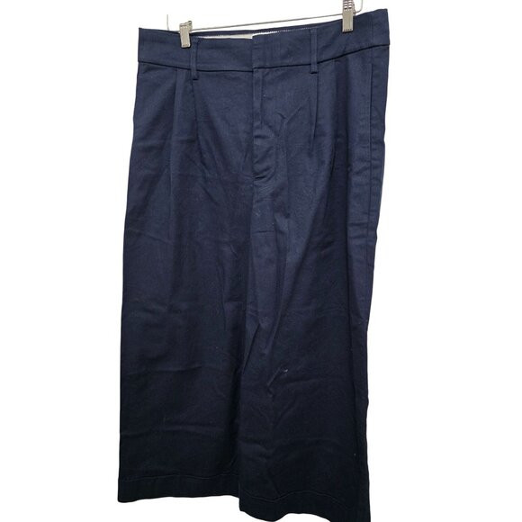 J.CREW Navy Blue Professional Wide-Leg Women's Pants Pockets Size 14/T - Picture 1 of 9